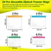 Width and Hight of Durature Reusable Ziplock Freezer Bags