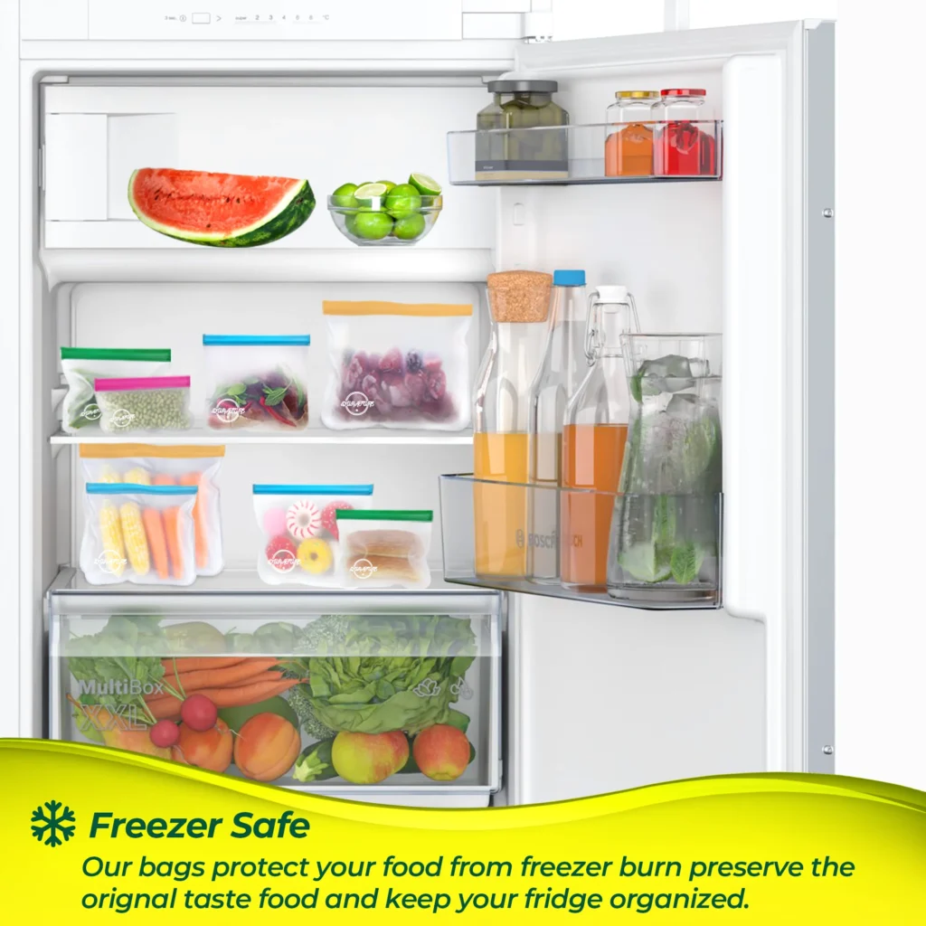 Durature Freezer Bags protect your food from burn and keep your fridge Organized